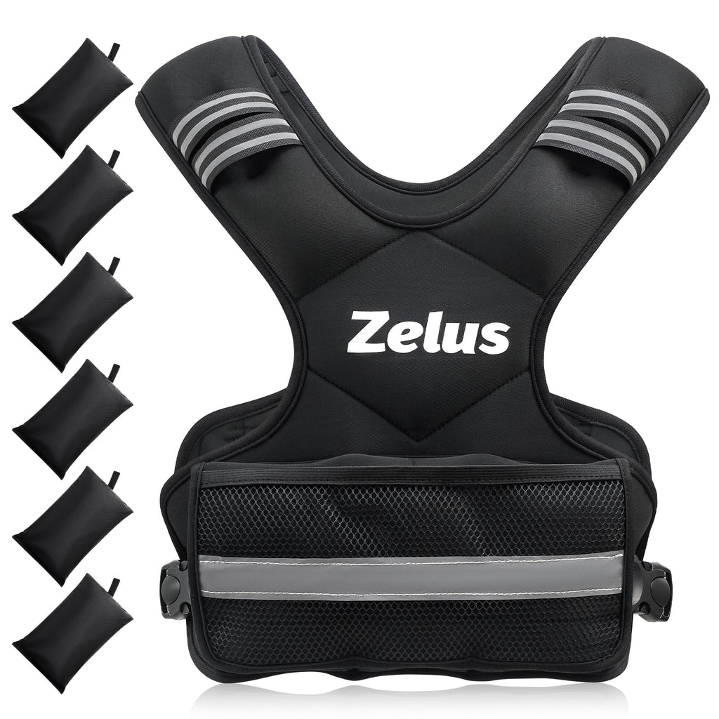 ZELUS Weighted Vest for Men and Women | 4-10lb/11-20lb/20-32lb Vest with 6 Ironsand Weights for Home Workouts