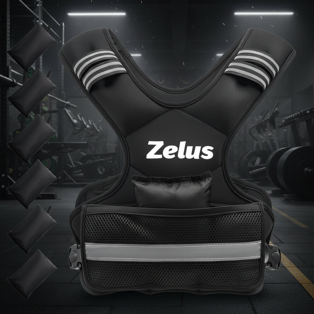ZELUS Weighted Vest for Men and Women | 4-10lb/11-20lb/20-32lb Vest with 6 Ironsand Weights for Home Workouts